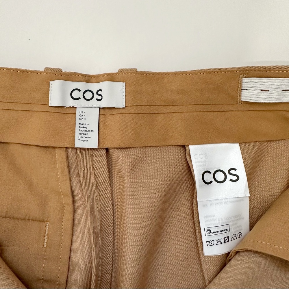 COS Wool High Rise Wide Leg Camel Trousers Sz 4 - Picture 11 of 15